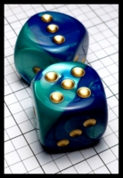 Dice : Dice - 6D Pipped - Blue Green Chessex Large - Gen Con Aug 2015